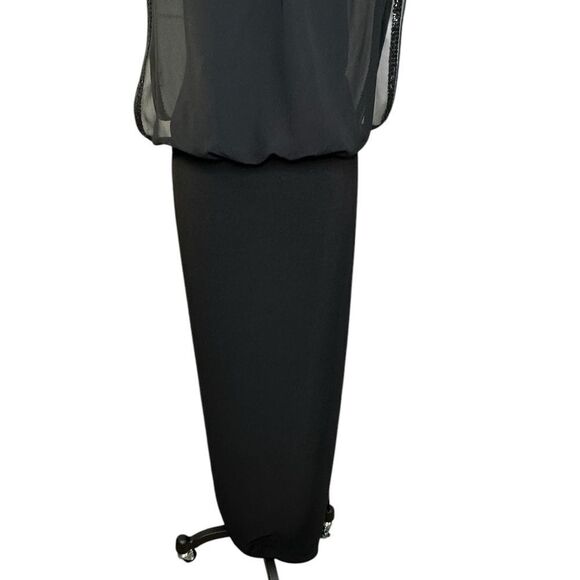 Betsy & Adam Black Chiffon Sequined Column Maxi Formal Dress | 12 - Picture 4 of 10